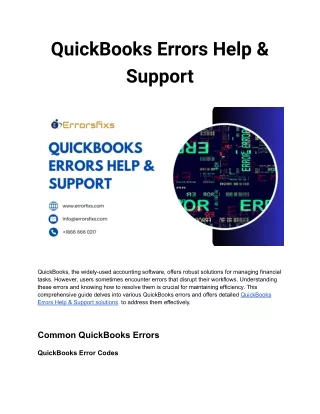 QuickBooks Errors Help & Support