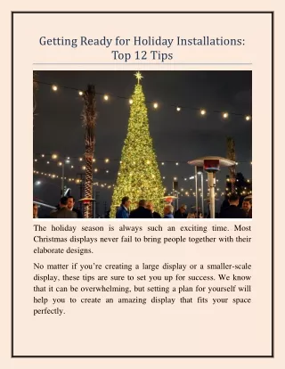 Getting Ready for Holiday Installations - Top 12 Tips