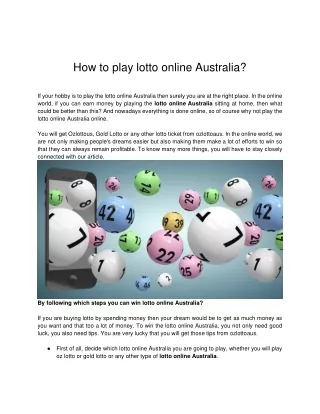 How to play lotto online Australia