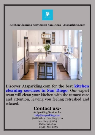 Kitchen Cleaning Services In San Diego  A1sparkling.com