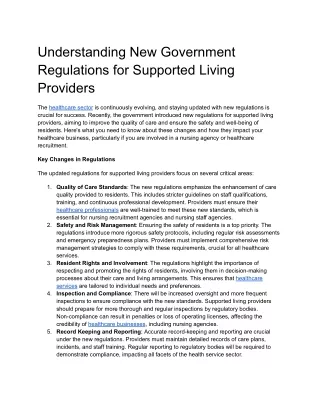 Understanding New Government Regulations for Supported Living Providers