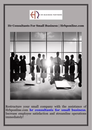Hr Consultants For Small Business  Hrbponline.com