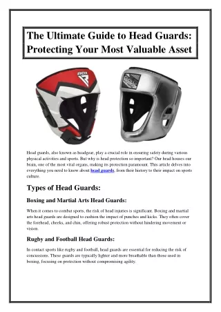 The Ultimate Guide to Head Guards Protecting Your Most Valuable Asset