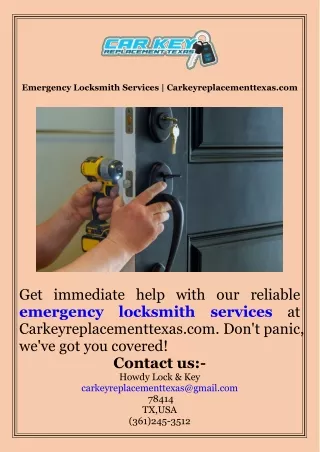 Emergency Locksmith Services Carkeyreplacementtexas.com