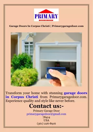 Garage Doors In Corpus Christi  Primarygaragedoor.com