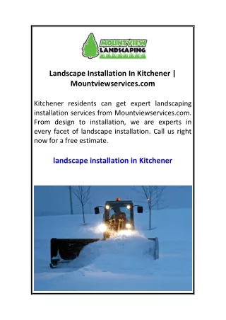 Landscape Installation In Kitchener  Mountviewservices.com