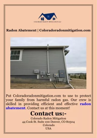 Radon Abatement  Coloradoradonmitigation.com