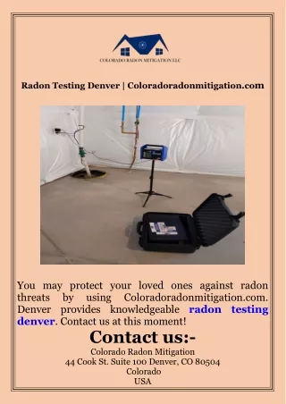 Radon Testing Denver  Coloradoradonmitigation.com