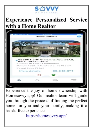 Experience Personalized Service with a Home Realtor