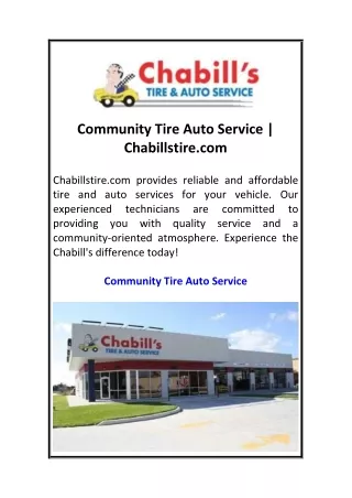 Community Tire Auto Service  Chabillstire.com