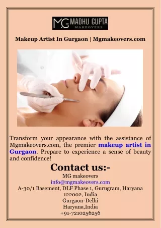 Makeup Artist In Gurgaon  Mgmakeovers.com