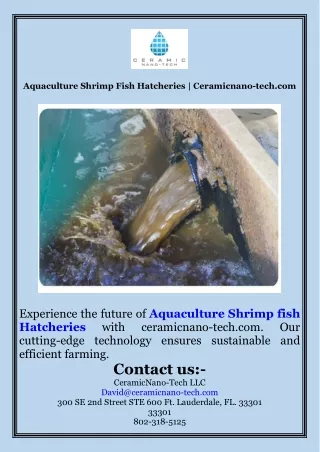 Aquaculture Shrimp Fish Hatcheries  Ceramicnano-tech.com
