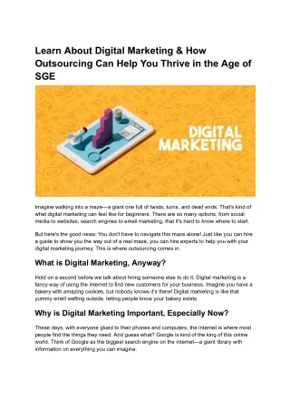 Learn About Digital Marketing & How Outsourcing Can Help You Thrive in the Age of SGE