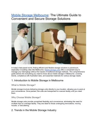 Mobile Storage Melbourne_ The Ultimate Guide to Convenient and Secure Storage Solutions