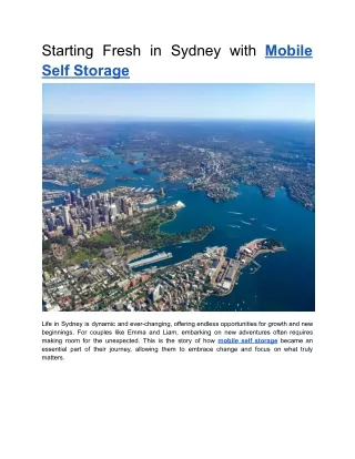 Starting Fresh in Sydney with Mobile Self Storage