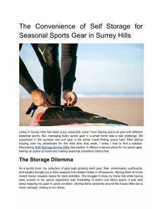 The Convenience of Self Storage for Seasonal Sports Gear in Surrey Hills