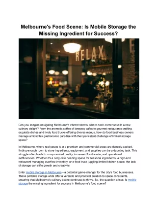 Melbourne's Food Scene_ Is Mobile Storage the Missing Ingredient for Success