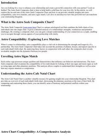 Astro Seek Composite Chart: Creating a Powerful Relationship Blueprint