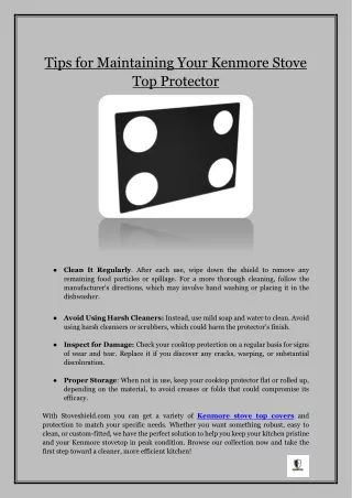 Tips for Maintaining Your Kenmore Stove Top Protector