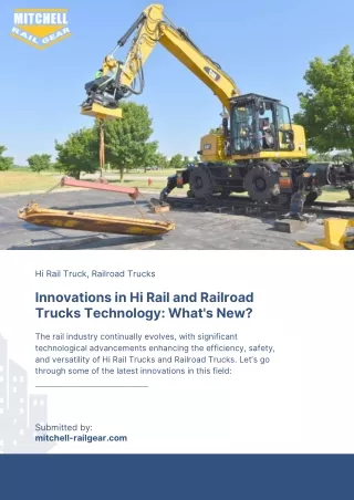 Innovations in Hi Rail and Railroad Trucks Technology