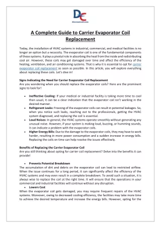 A Complete Guide to Carrier Evaporator Coil Replacement