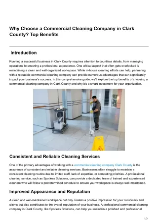 Why Choose a Commercial Cleaning Company in Clark County Top Benefits