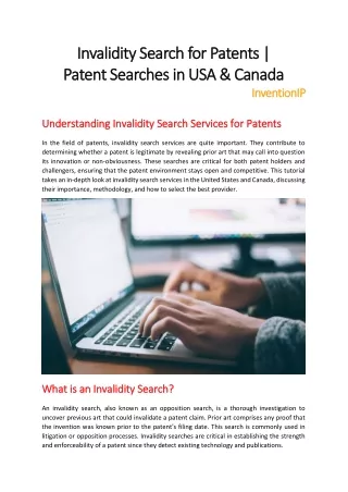 Invalidity Search for Patents | Patent Searches in USA & Canada | InventionIP