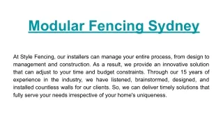 Modular Fencing Sydney