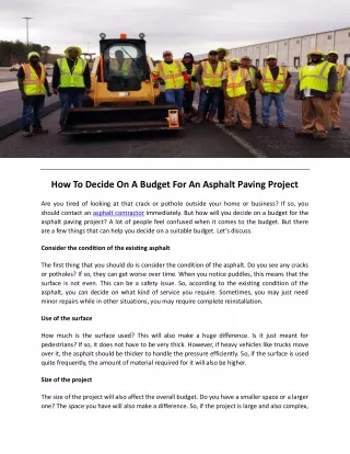 How To Decide On A Budget For An Asphalt Paving Project