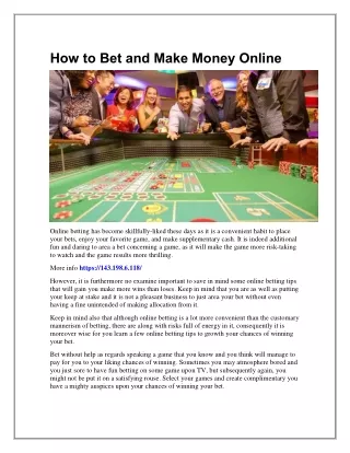 How to Bet and Make Money Online