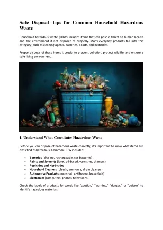 Safe Disposal Tips for Common Household Hazardous Waste