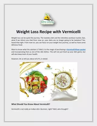 Weight Loss Recipe with Vermicelli