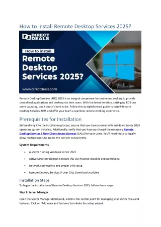 How to install Remote Desktop Services 2025