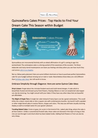 Quinceañera Cakes Prices Top Hacks to Find Your Dream Cake This Season within Budget