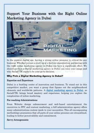 Support Your Business with the Right Online Marketing Agency in Dubai