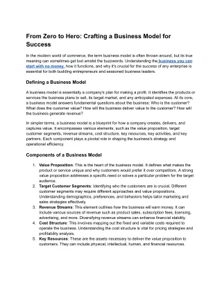 From Zero to Hero: Crafting a Business Model for Success