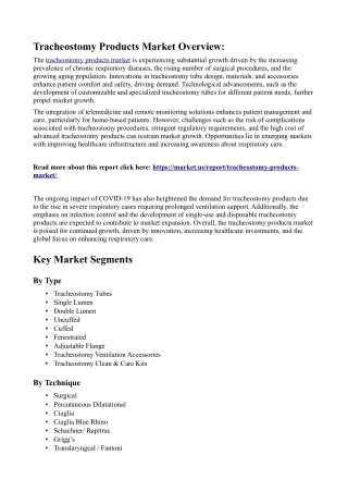 Tracheostomy Products Market: The Role of Telehealth in Tracheostomy Management