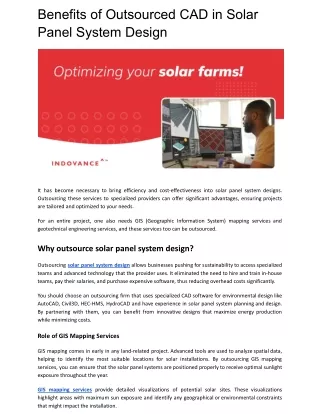 Benefits of Outsourced CAD in Solar Panel System Design