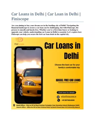 Car Loans in Delhi | Car Loan in Delhi | Finiscope