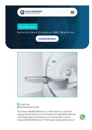 Essenza Refurbished Siemens MRI Machine