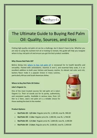 Where to Buy Red Palm Oil: Top Retailers and Online Stores