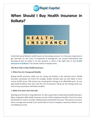 When Should I Buy Health Insurance in Kolkata