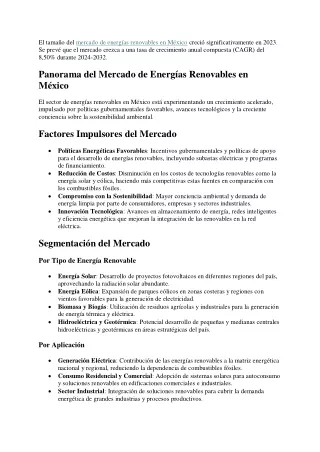 Mercado de Energías Renovables en México