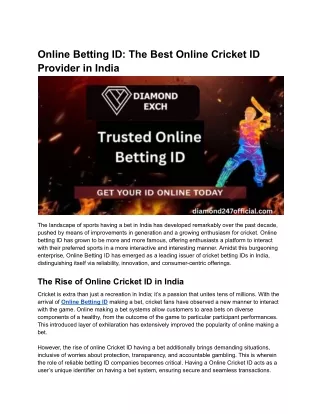 Online Betting ID_ The Best Online Cricket ID Provider in India