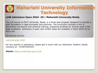 LAW Admission Open 2024 -25  Maharishi University Noida