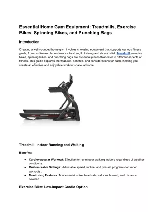 Essential Home Gym Equipment_ Treadmills, Exercise Bikes, Spinning Bikes, and Punching Bags