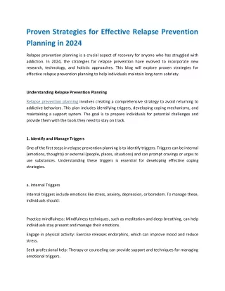 Proven Strategies for Effective Relapse Prevention Planning in 2024