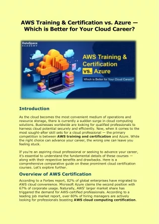 AWS Training & Certification vs. Azure — Which is Better for Your Cloud Career