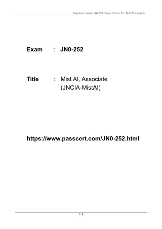 Mist AI, Associate (JNCIA-MistAI) JN0-252 Dumps