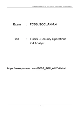 FCSS_SOC_AN-7.4 FCSS - Security Operations 7.4 Analyst Dumps